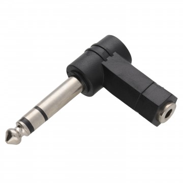 3.5mm Jack Socket to 6.35mm Stereo Jack Right Angled Plug Adapter