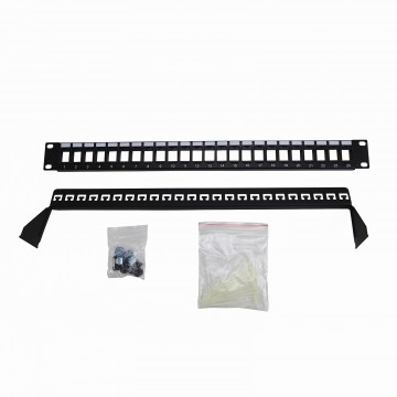 24 Port Unloaded Patch Panel for Keystone & Panel Mount Keystone Jacks