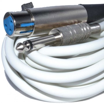 XLR Female Plug to Mono 6.35mm Screened OFC Audio Cable WHITE 6m