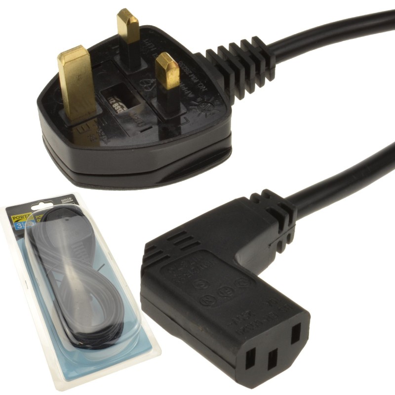 Pin IEC C13 PC Kettle 3M, 90° RIGHT ANGLE IEC C13 SOCKET TO