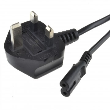 Power Cord UK Plug to Figure 8 Fig of 8 Lead Cable C7  3m