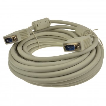 SVGA Cable HD15 Male to Male PC to Monitor Lead with Ferrites 10m Grey