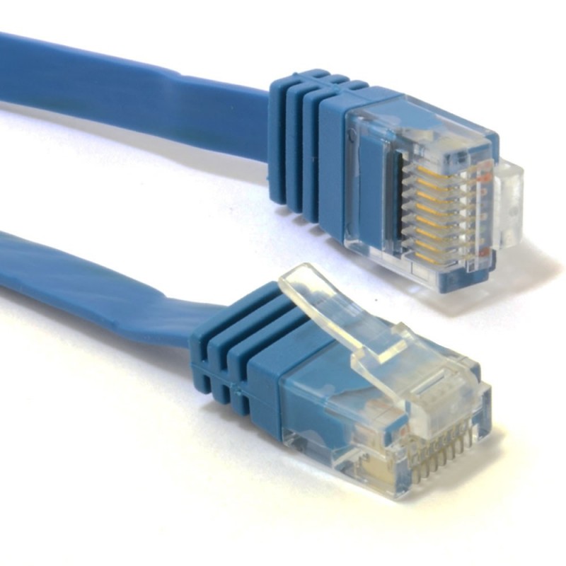 FLAT CAT6 Ethernet LAN Patch Cable Low Profile GIGABIT RJ45 0.5m BLUE
