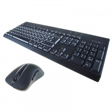 Wireless Splash Proof Keyboard with 8 Hot Keys & 5 Button Mouse Kit