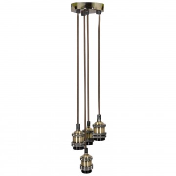 Quad E27 Antique Brass Rose Vintage Lighting Pendant with 1.8m Cables