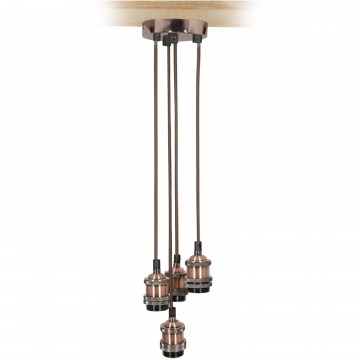 Quad E27 Antique Copper Rose Vintage Lighting Pendant with 1.8m Cables