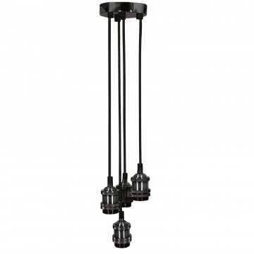 Quad E27 Black Chrome Rose Vintage Lighting Pendant with 1.8m Cables