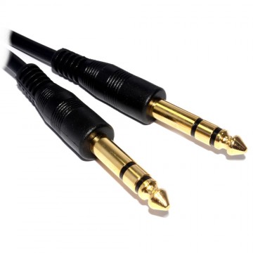 6.35mm Stereo Jack Plug to Plug Audio Cable Gold Ends 5m