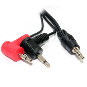 3.5mm Stereo Jack Plug To Twin 3.5mm Right Angled Mono Jack Plugs 1m