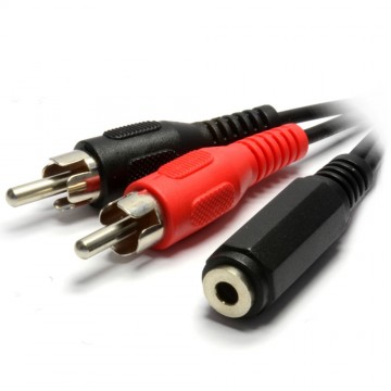 3.5mm Stereo Jack Socket to Twin Phono RCA Plugs Adapter Cable 2m