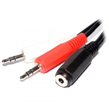 3.5mm Jack Socket To Twin Jack Plugs Cable - Speakers to Two PCs 3m