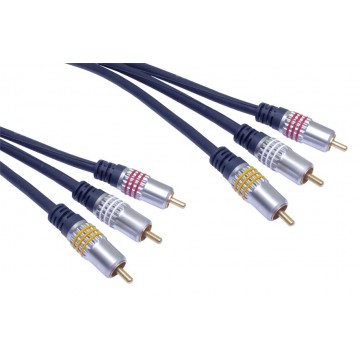 Newlink 99.99% OFC 3 x RCA Phono Shielded Composite/Audio Cable  3m