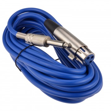 XLR Female Plug to Mono 6.35mm Screened OFC Audio Cable BLUE 6m