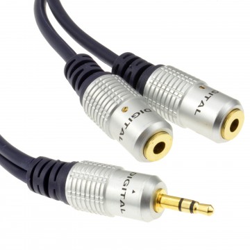 Pure HQ OFC 3.5mm Jack to 2 x Sockets Splitter Cable GOLD 1.8m