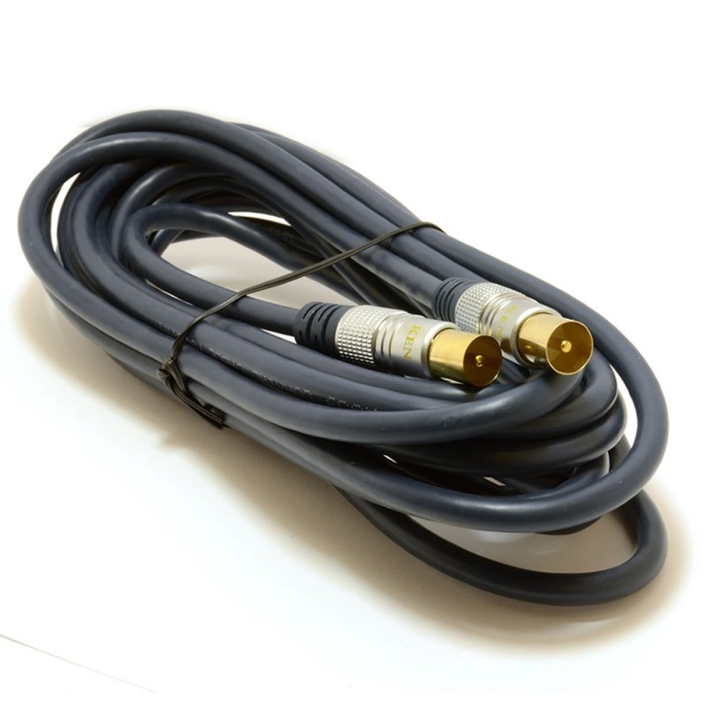 Pure RG59 HQ RF TV Aerial Coaxial Lead Gold Male Plug To Plug 5m Pure RG59 HQ RF TV Aerial Coaxial Lead Gold Male Plug To Plug 5m