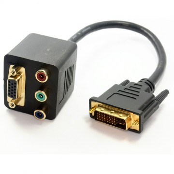 Bi Directional HQ DVI To VGA Female & Component RGB Adapter Gold