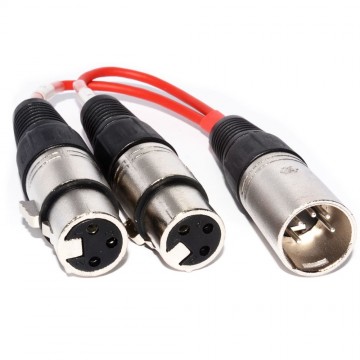 DMX 5 Pin Plugs to Twin XLR 3 pin Sockets Splitter Adapter Cable  10cm