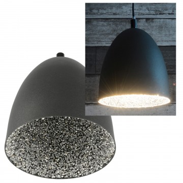 Dome Pendant (Metal) Light E27 Fitting with Crystal-Effect Inner