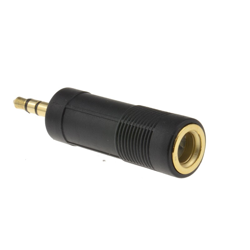 6.35mm Stereo Jack Socket to 3.5mm Stereo Jack Plug Gold Adapter