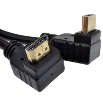 HDMI 1.4 High Speed 3D TV 90 Right Angle to Right Angle Plug Cable 1m