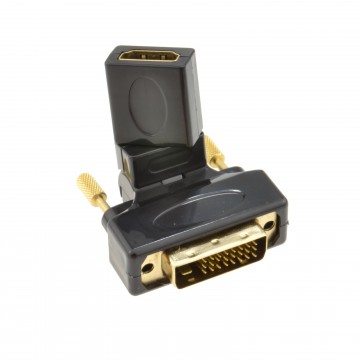 Rotating Multi-Angle Female HDMI to Male DVI-D Plug 24+1 pin Adapter