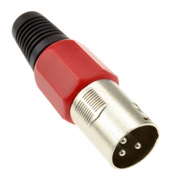 XLR 3 Pin Male Microphone Solder Termination Plug for 8mm Cables RED