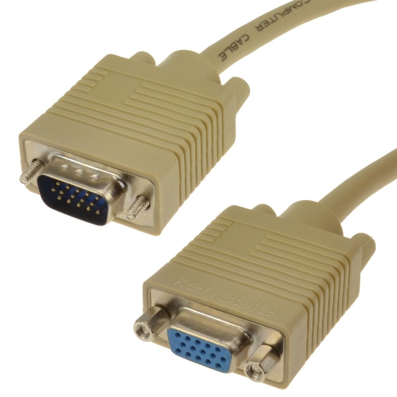 SVGA Cable HD15 Extension Lead Male to Female 10m Beige