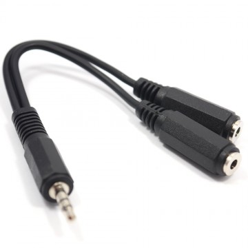 3.5mm Stereo Jack Plug to Twin 3.5mm Jack Sockets Cable 15cm