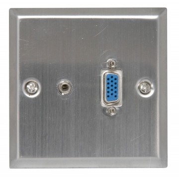 Flush Mount Steel Wall Faceplate For 15pin VGA and 3.5mm Jack Audio
