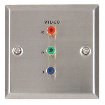 Flush Mount Steel Wall RGB Component Video Sockets Faceplate