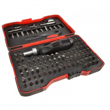 HQ Ratchet Soft-Grip Screwdriver Set 101 Piece Kit with Carry Case