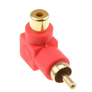 Right Angled RCA Phono Adapter Red Audio Plug to Socket Gold Plated