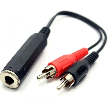 Pro Signal 2 x Phono Plugs to MONO 6.35mm Jack Socket Cable 20cm