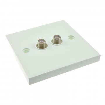 Dual F Type Socket FLUSH Faceplate for Sky/SkyHD Satellite Outlets