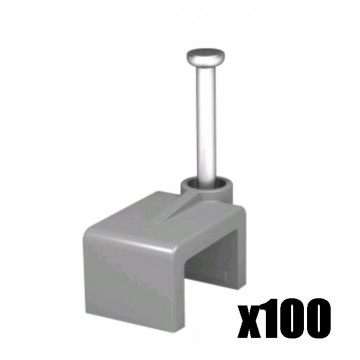 Grey 100 x 10mm Flat Cable Clips Secure Fastenings Cables
