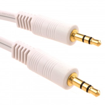 3.5mm Stereo Jack Plug to 3.5mm Stereo Jack Plug Cable White 0.5m 50cm