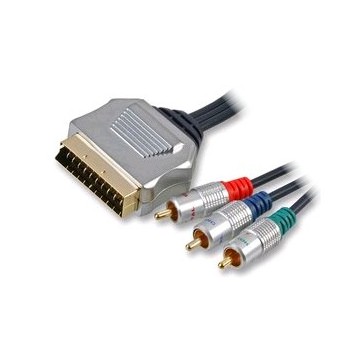 Pure OFC HQ Scart  Plug to Gold RGB Component Plugs Cable 2m
