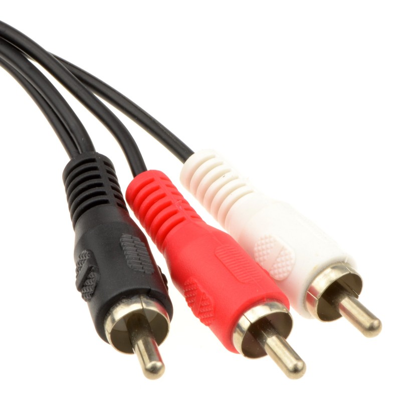 Single RCA Phono Plug To 2 x Phono Plugs Screened Cable Lead 1.2m
