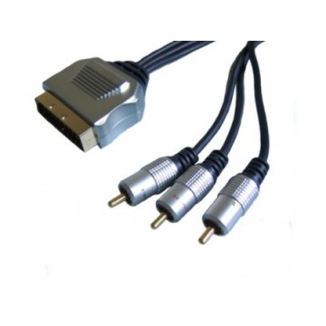 Pure OFC Scart (OUT) plug to 3 phonos (Composite & Audio Cables) 5m