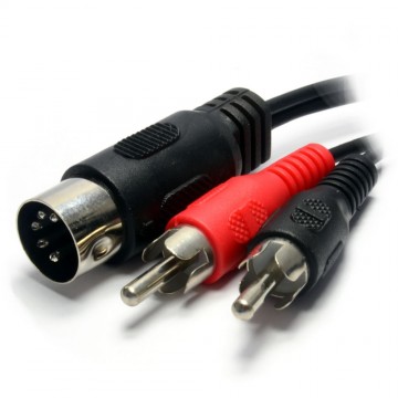 5 Pin din Male Plug to Twin RCA Phono Plugs Screened Cable 1.2m