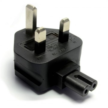 UK Plug 3A Fused 3 Pin Plug to Figure Of Eight C7 Adapter VERTICAL
