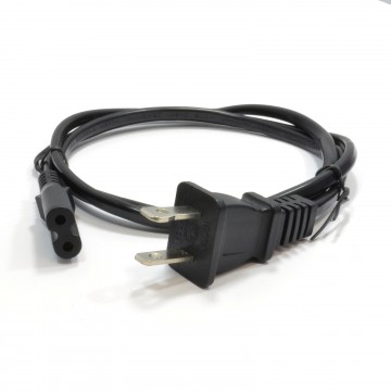 Power Cord - US 2 Pin Plug to C7 Lead Figure of Eight Fig 8 Cable 1m