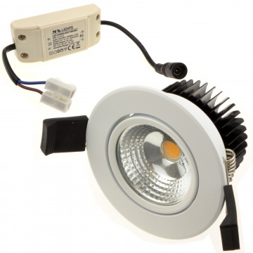 COB 5W Dimmable Warm White LED Tilting Spotlight & Driver Brush WHITE