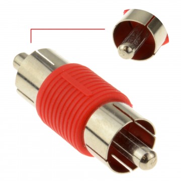 RED Male Phono Plug to Male Phono Plug Joiner Coupler Adapter
