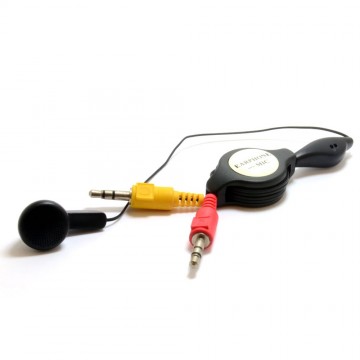 Ear Piece with Microphone to 2 x 3.5mm Jacks Retractable Cable 1m