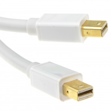 Mini DP DisplayPort Thunderbolt Male GOLD Plug to Plug White Cable 1m
