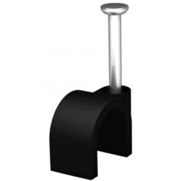 Black 100 x 7mm Round Cable Clips Secure Fastenings Cables