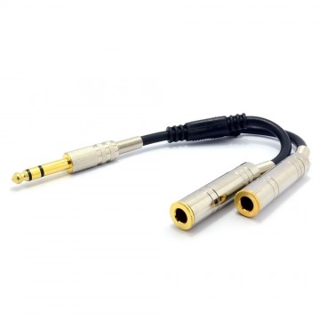 PRO 6.35mm Stereo Jack Splitter Cable Adapter Lead Plug to 2 x Sockets