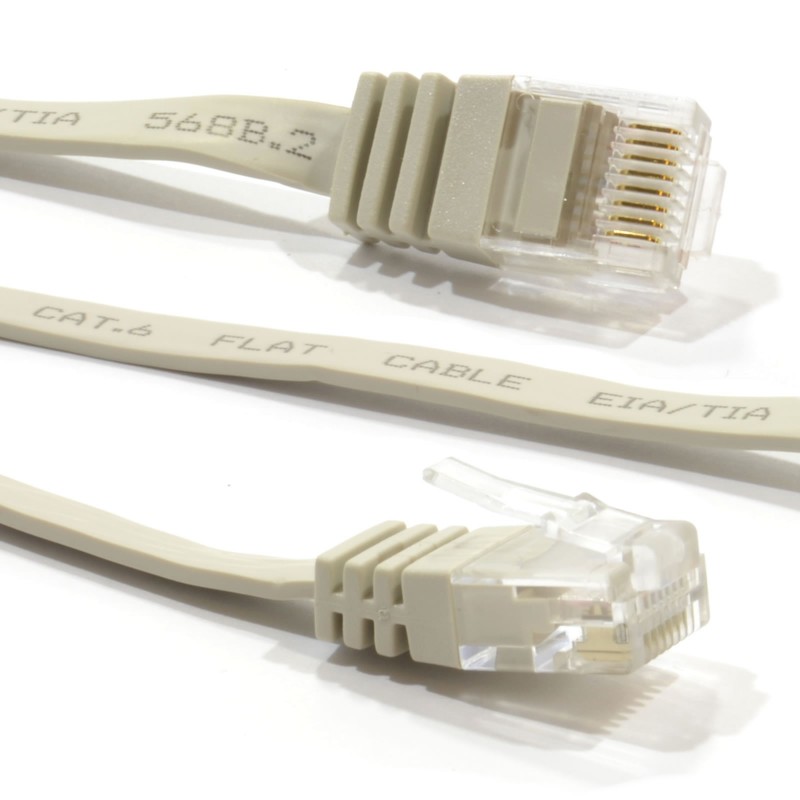 FLAT CAT6 Ethernet LAN Patch Cable Low Profile GIGABIT RJ45  6m BEIGE