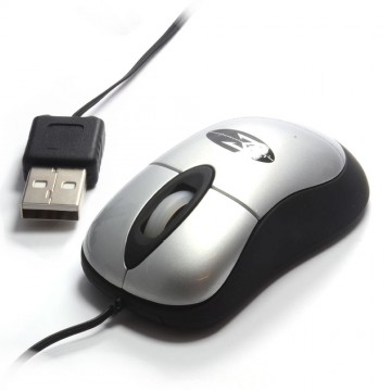 USB Optical 800dpi Mini Scroll Mouse with Retractable Cable Silver